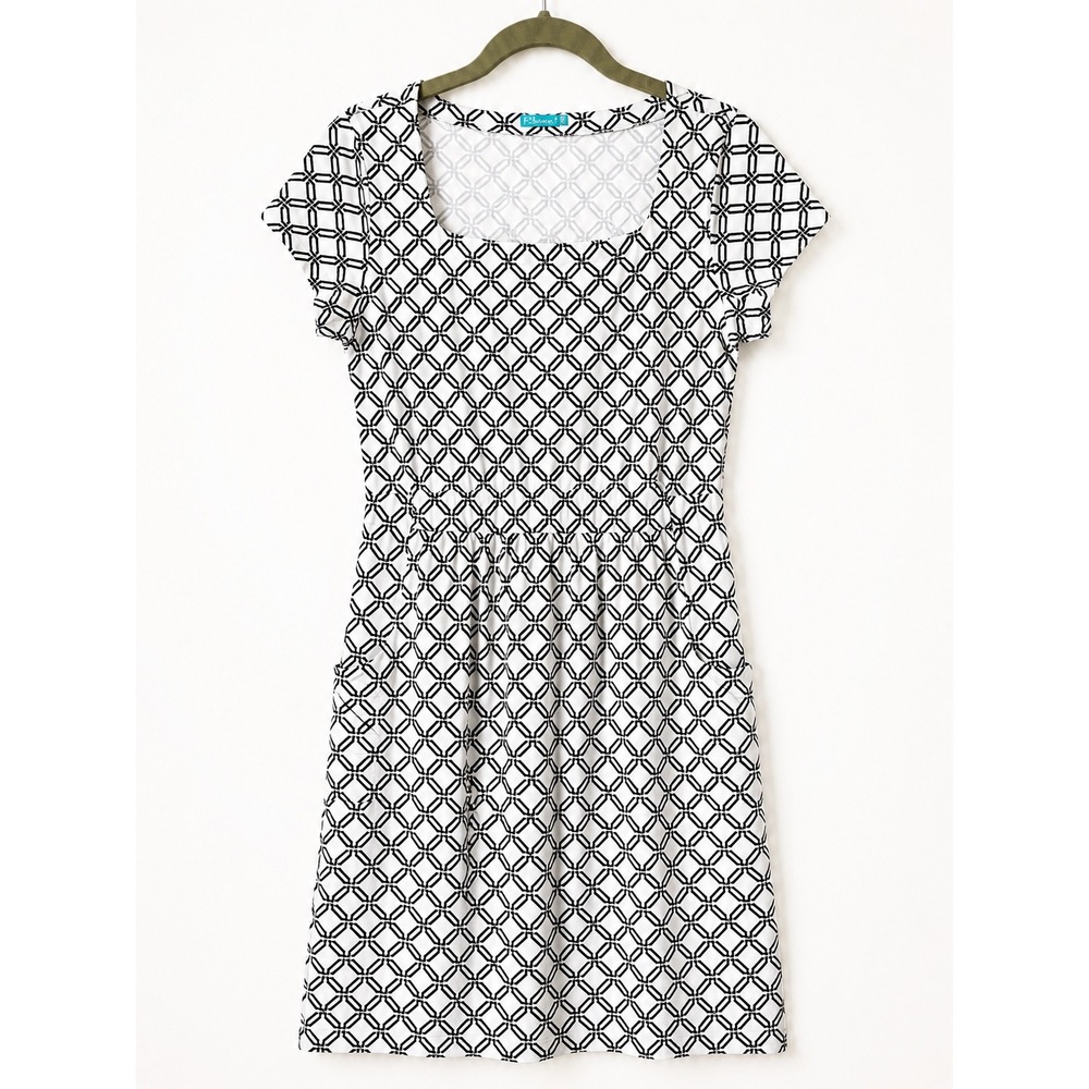 J.McLaughlin Dress Women XS White Black Geometric Catalina Cloth Preppy